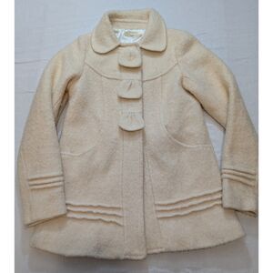Girls Ivory Boucle Swing Coat Satin Lined Dress Coat Small Cute Winter Jacket